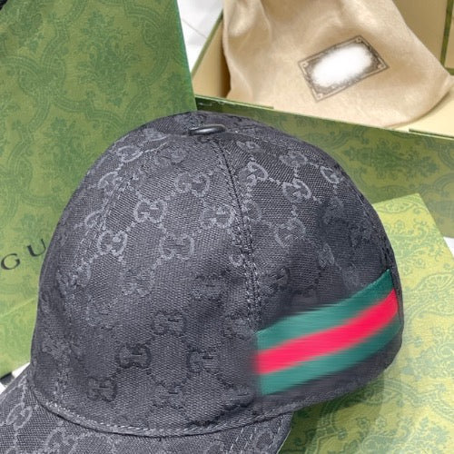 Casquette en Toile Noire GG avec bande Web