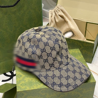 Casquette en toile Beige GG avec bande Web